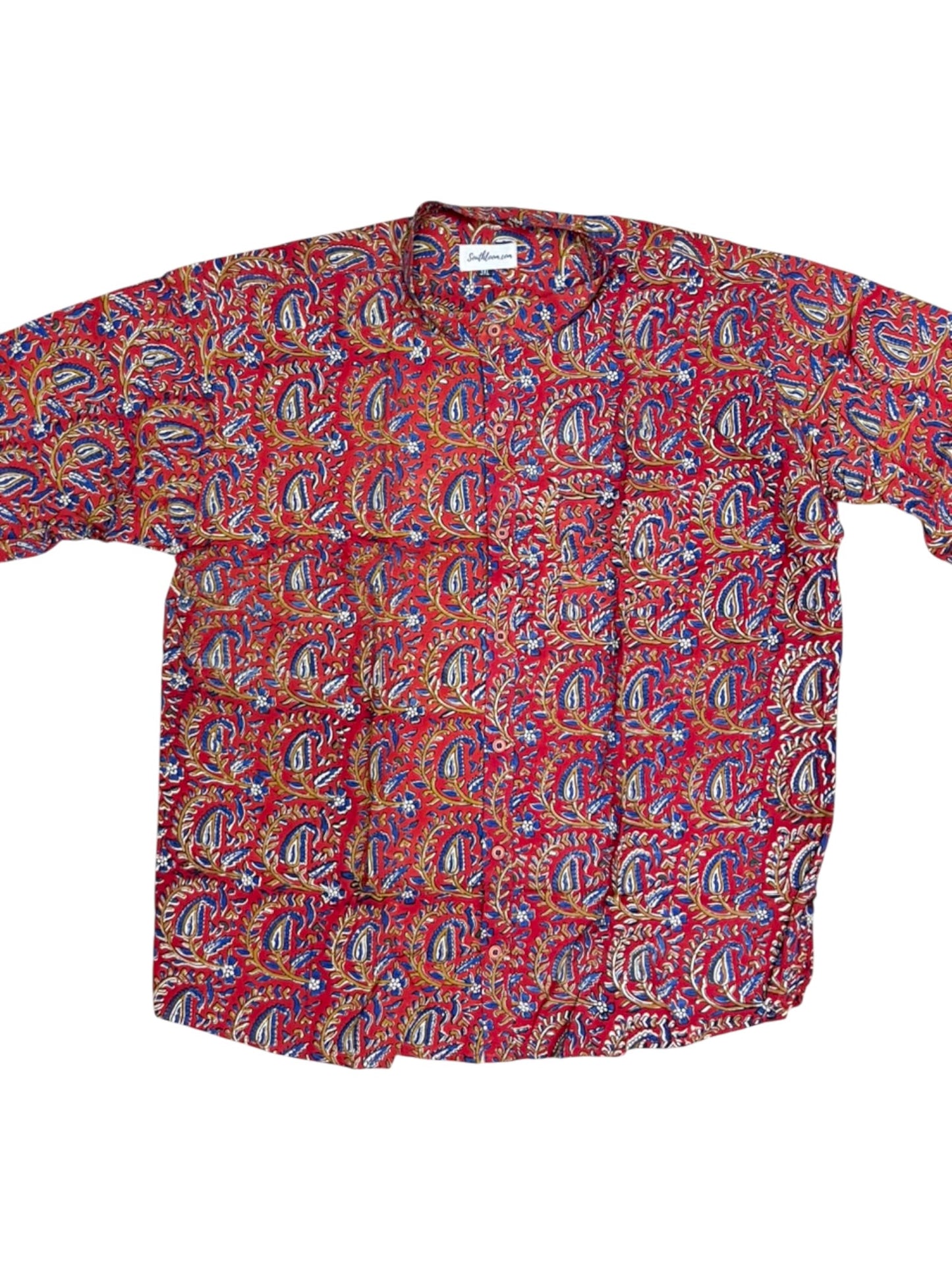 Southloom Jaipur Pure Cotton Block Printed Shirt for Men in Full Sleeve (3XL)