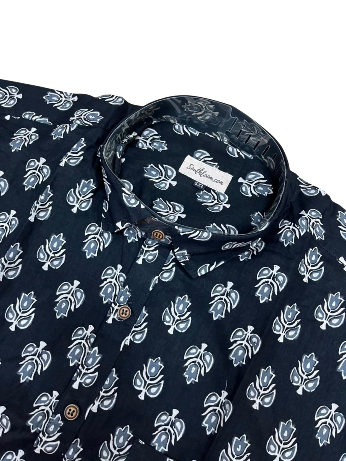 Southloom Jaipur Pure Cotton Block Printed Shirt for Men in Full Sleeve (5XL)