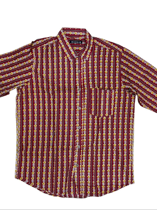 Southloom Jaipur Pure Cotton Block Printed Shirt for Men in Full Sleeve (2XL)