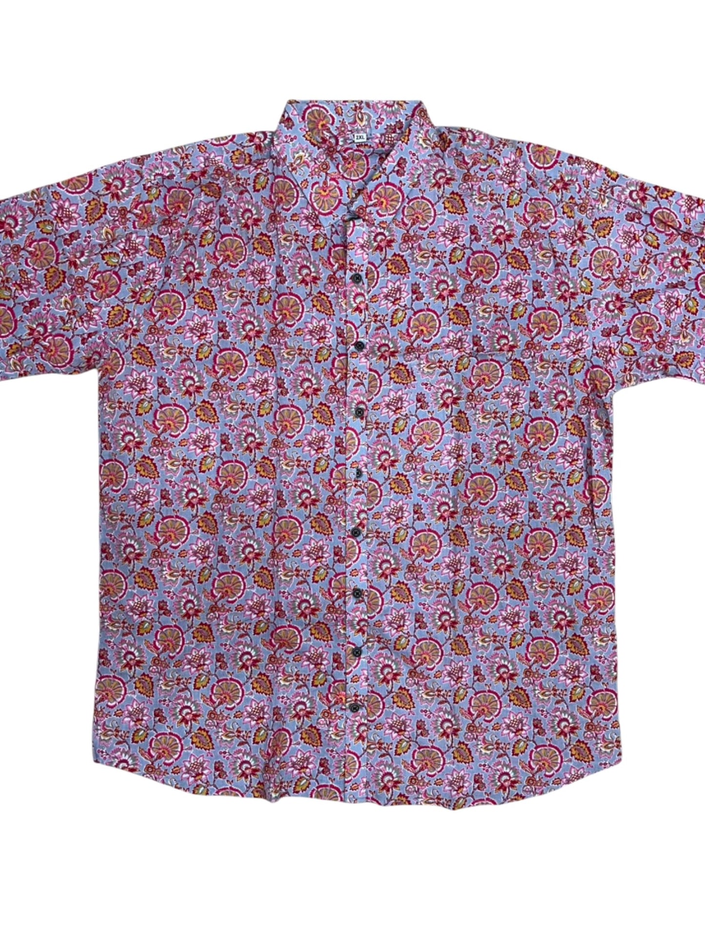 Southloom Jaipur Pure Cotton Block Printed Shirt for Men in Full Sleeve (2XL)