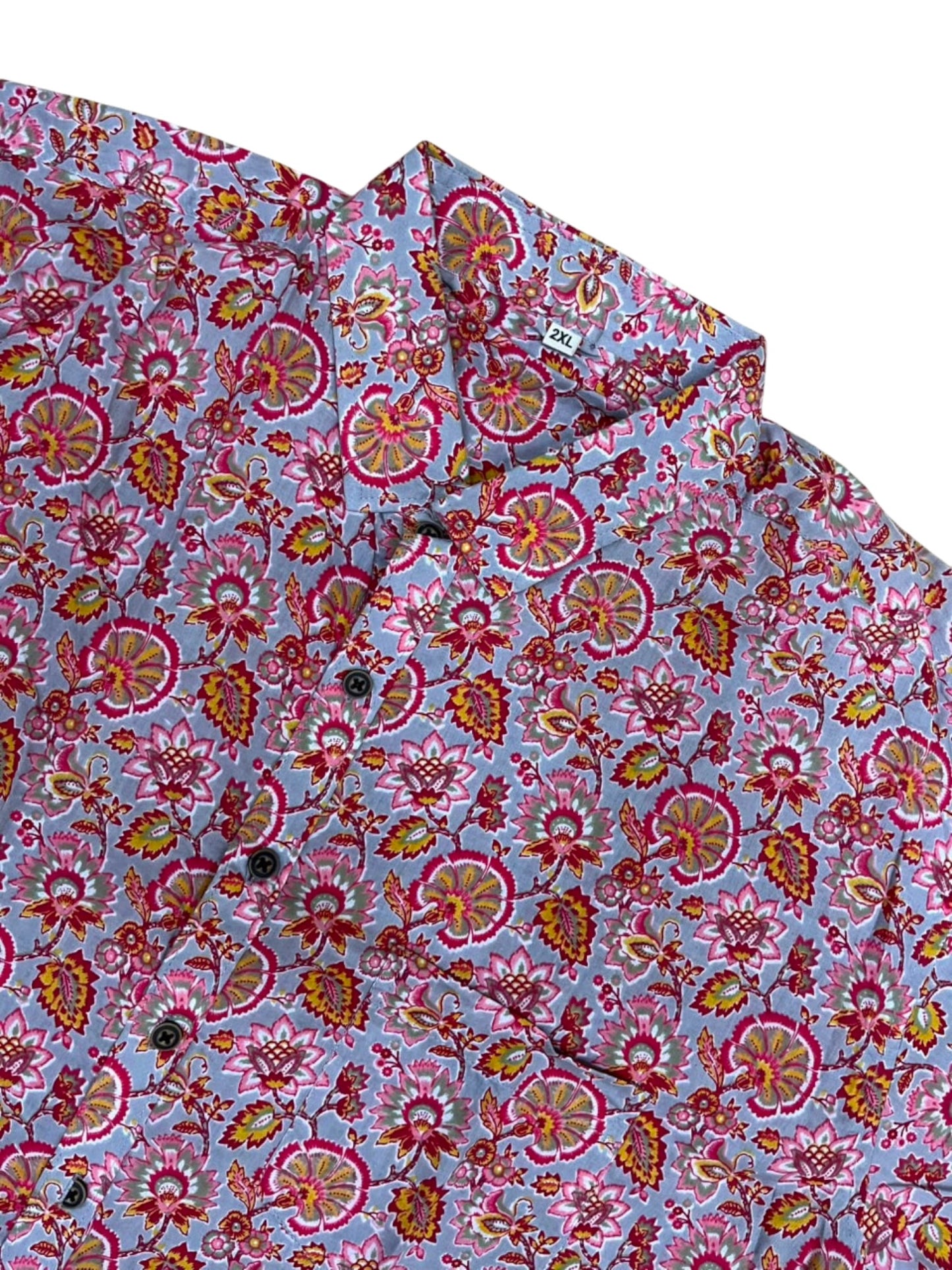 Southloom Jaipur Pure Cotton Block Printed Shirt for Men in Full Sleeve (2XL)