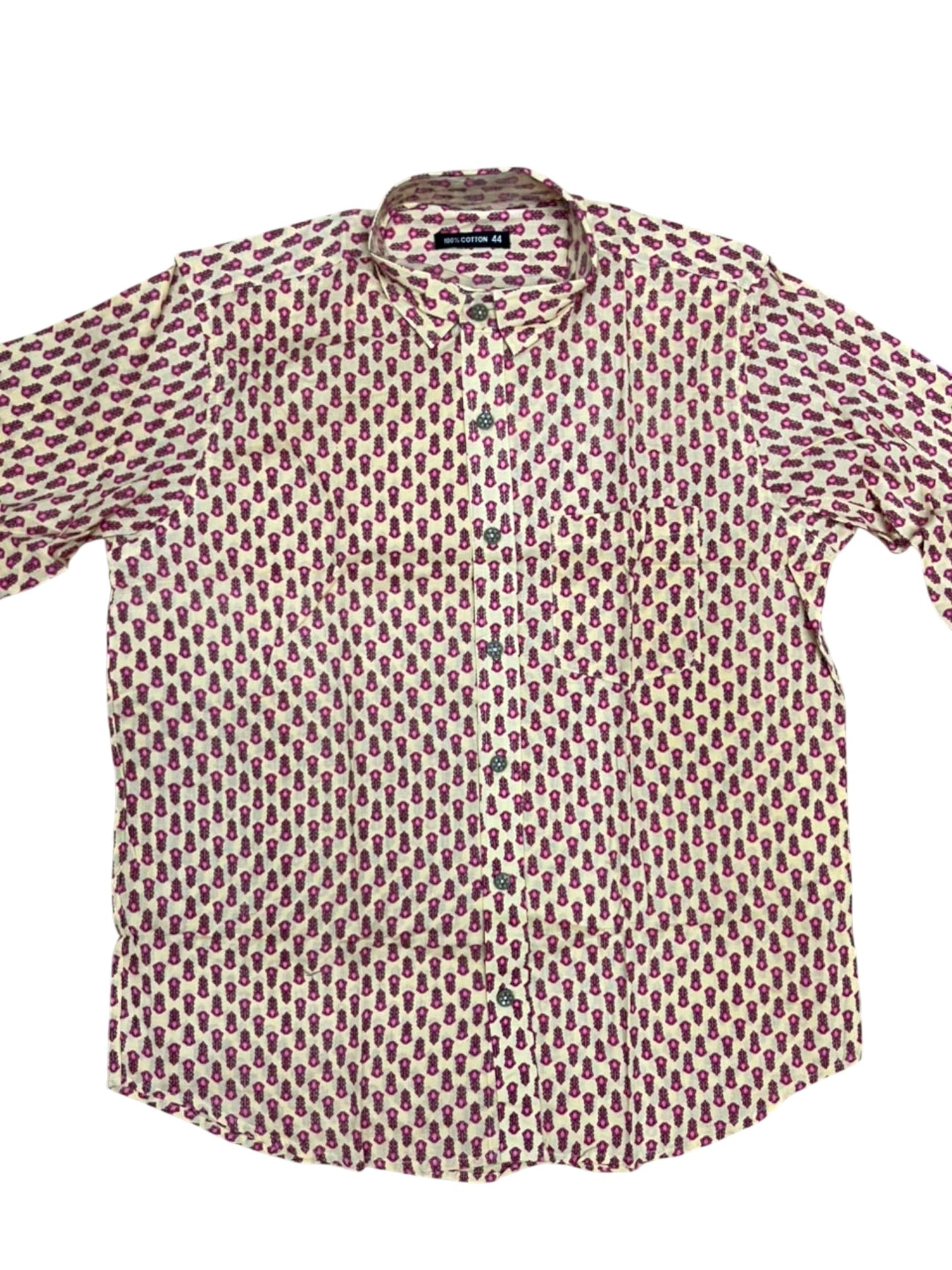 Southloom Jaipur Pure Cotton Block Printed Shirt for Men in Full Sleeve (2XL)