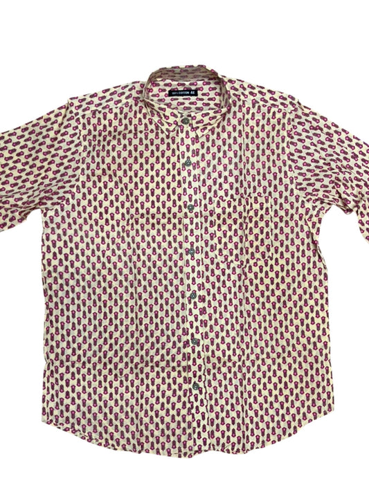 Southloom Jaipur Pure Cotton Block Printed Shirt for Men in Full Sleeve (2XL)