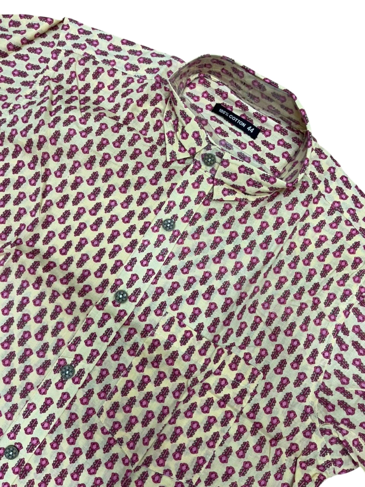 Southloom Jaipur Pure Cotton Block Printed Shirt for Men in Full Sleeve (2XL)