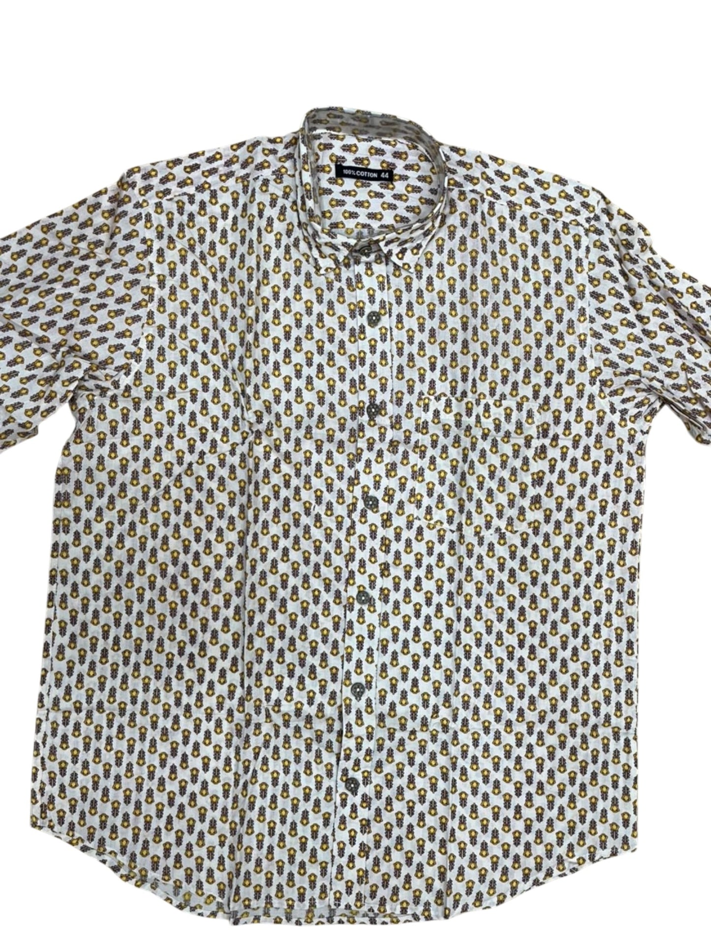Southloom Jaipur Pure Cotton Block Printed Shirt for Men in Full Sleeve (2XL)