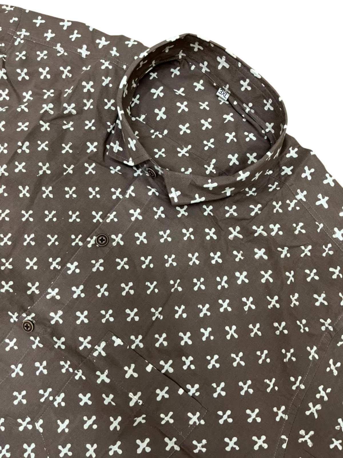 Southloom Jaipur Pure Cotton Block Printed Shirt for Men in Full Sleeve (3XL)