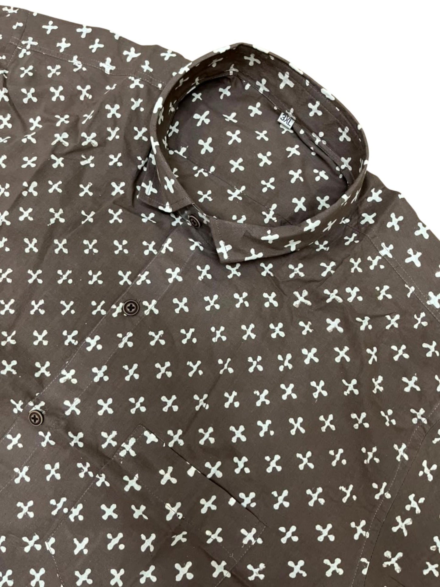 Southloom Jaipur Pure Cotton Block Printed Shirt for Men in Full Sleeve (3XL)