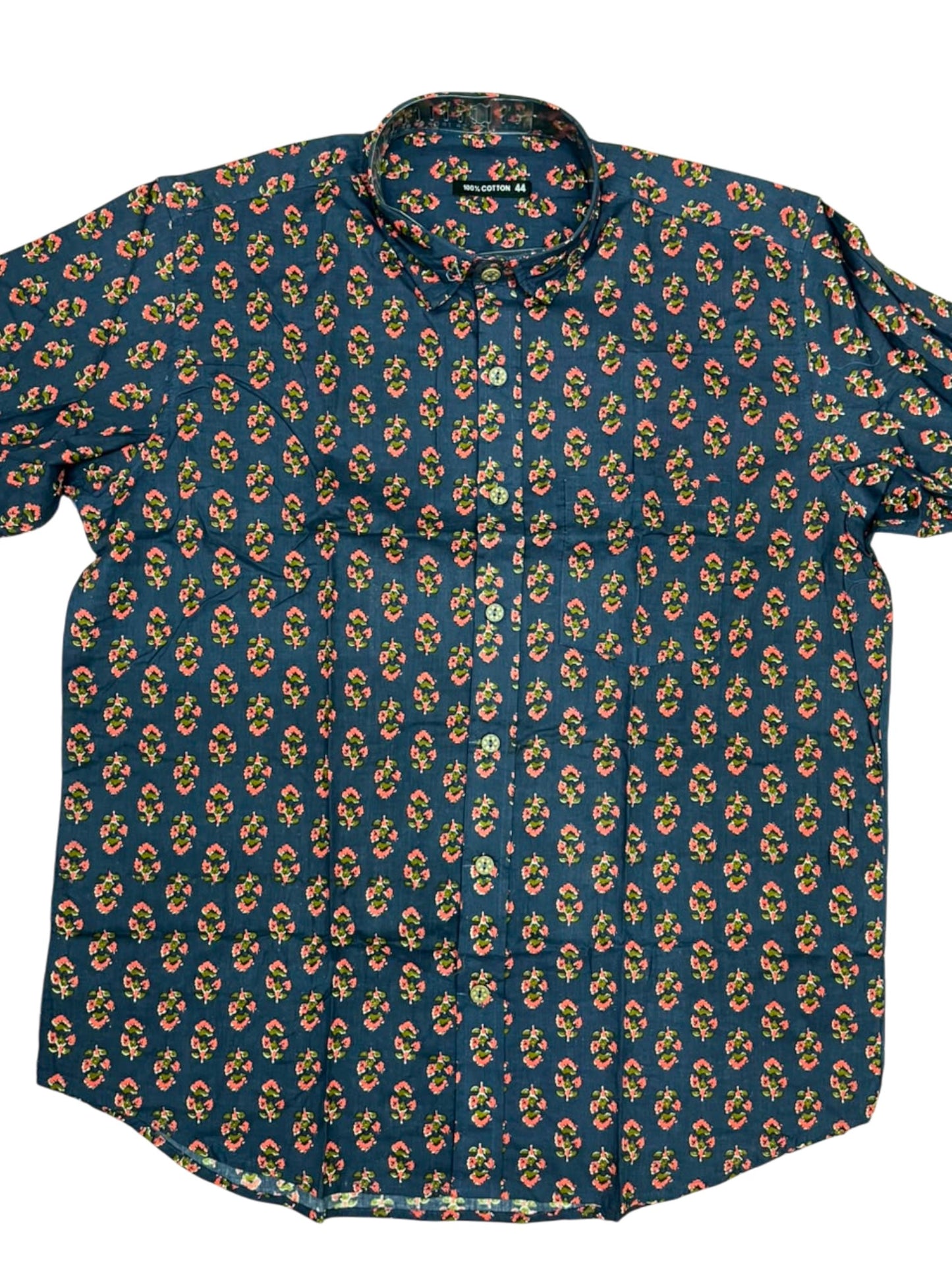 Southloom Jaipur Pure Cotton Block Printed Shirt for Men in Full Sleeve (2XL)
