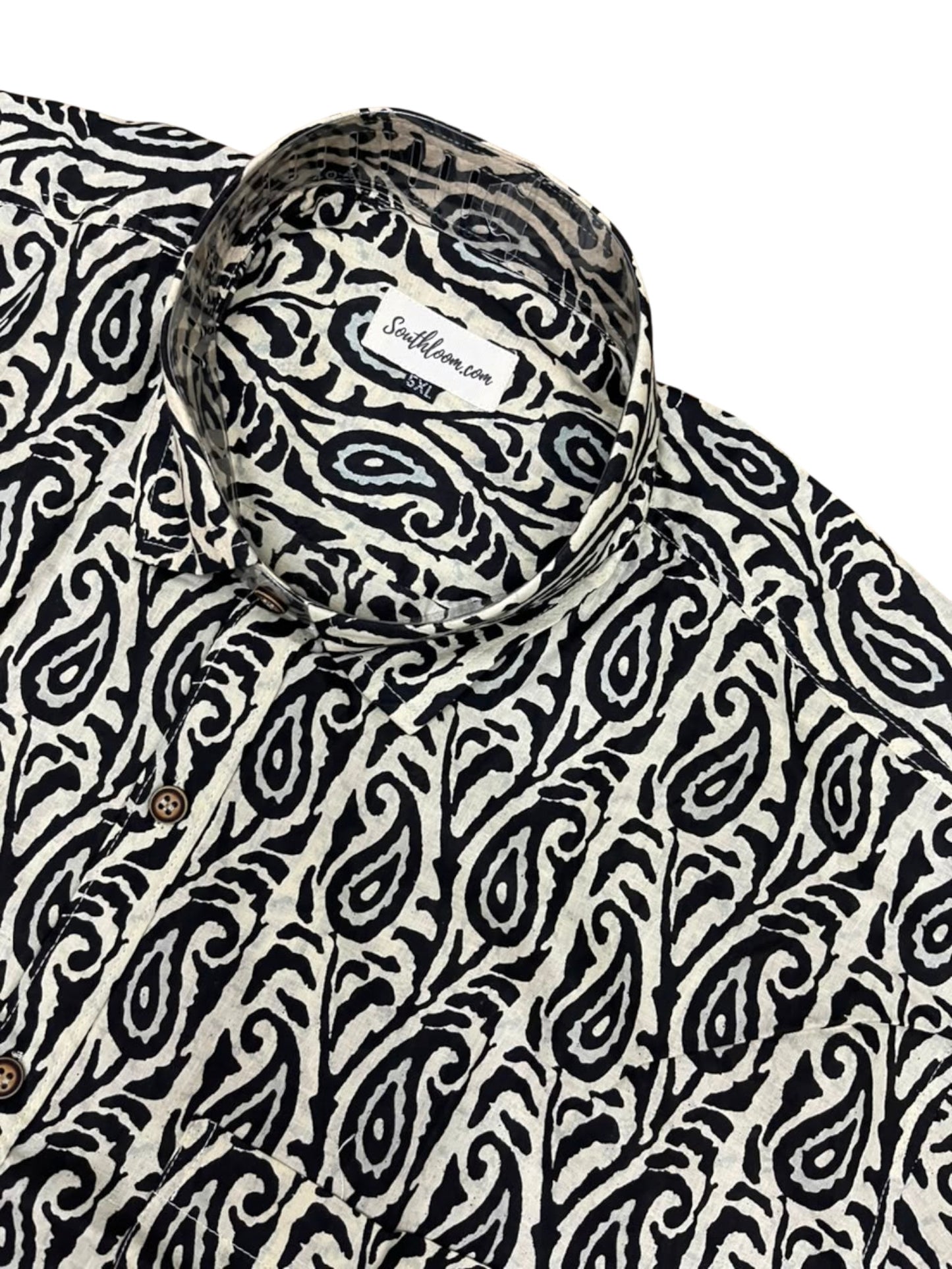 Southloom Jaipur Pure Cotton Block Printed Shirt for Men in Full Sleeve (5XL)