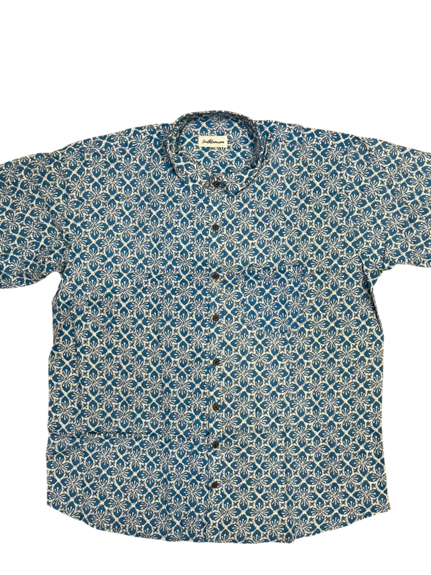Southloom Jaipur Pure Cotton Block Printed Shirt for Men in Full Sleeve (3XL)