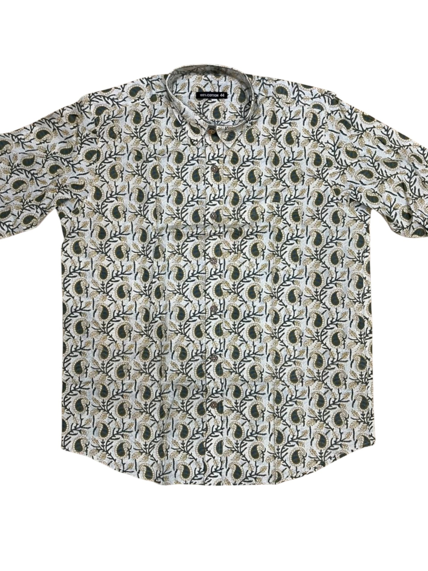 Southloom Jaipur Pure Cotton Block Printed Shirt for Men in Full Sleeve (2XL)