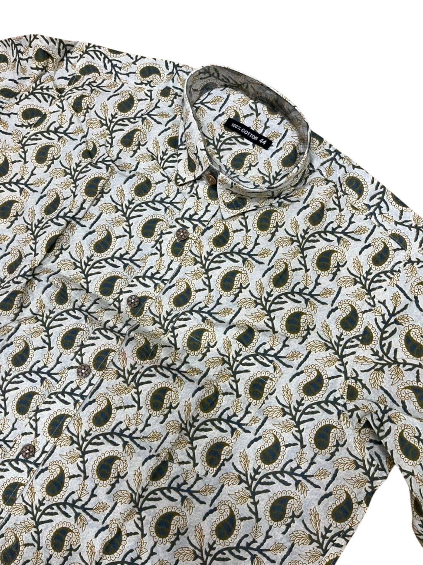 Southloom Jaipur Pure Cotton Block Printed Shirt for Men in Full Sleeve (2XL)