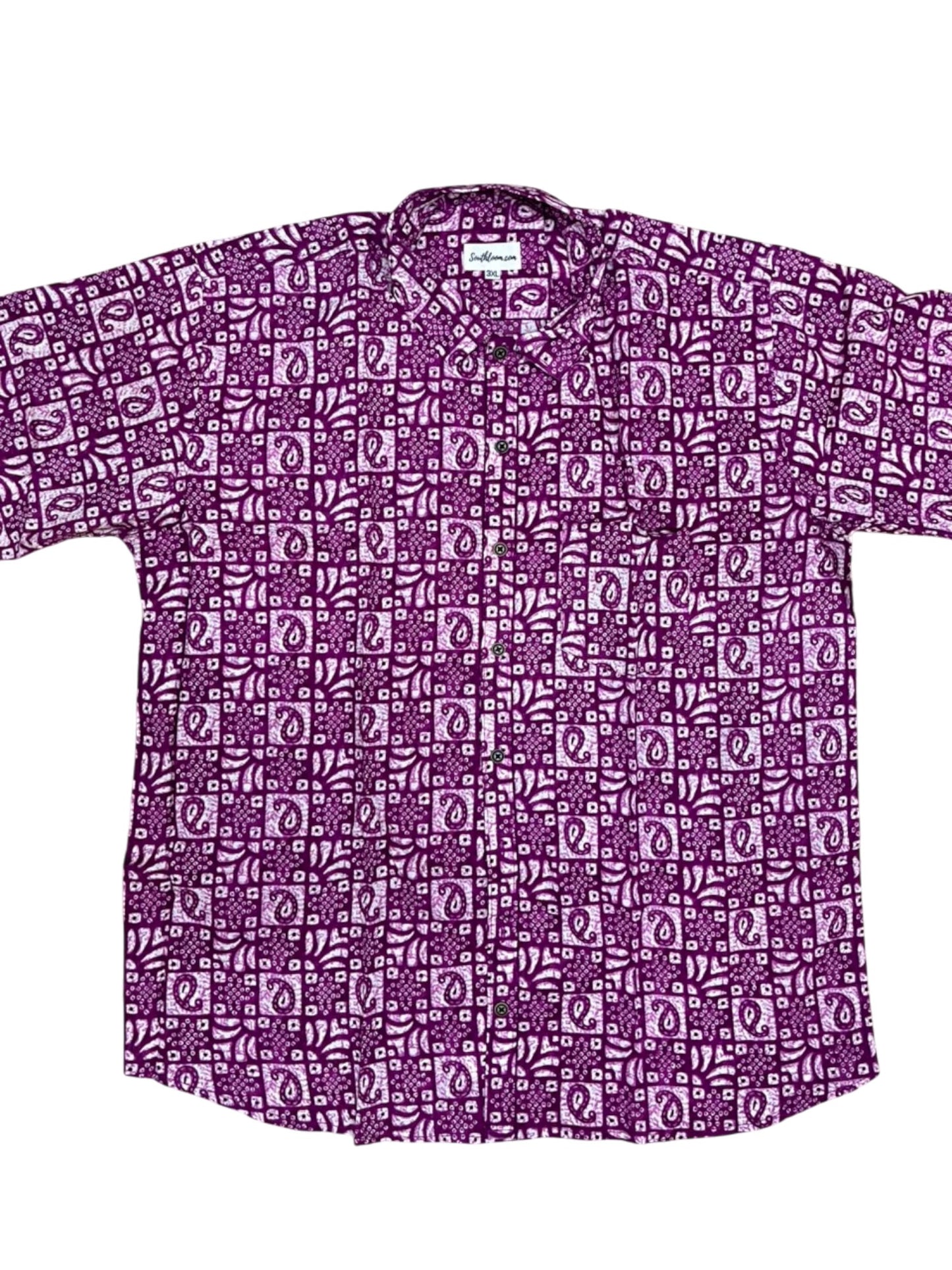 Southloom Jaipur Pure Cotton Block Printed Shirt for Men in Full Sleeve (3XL)