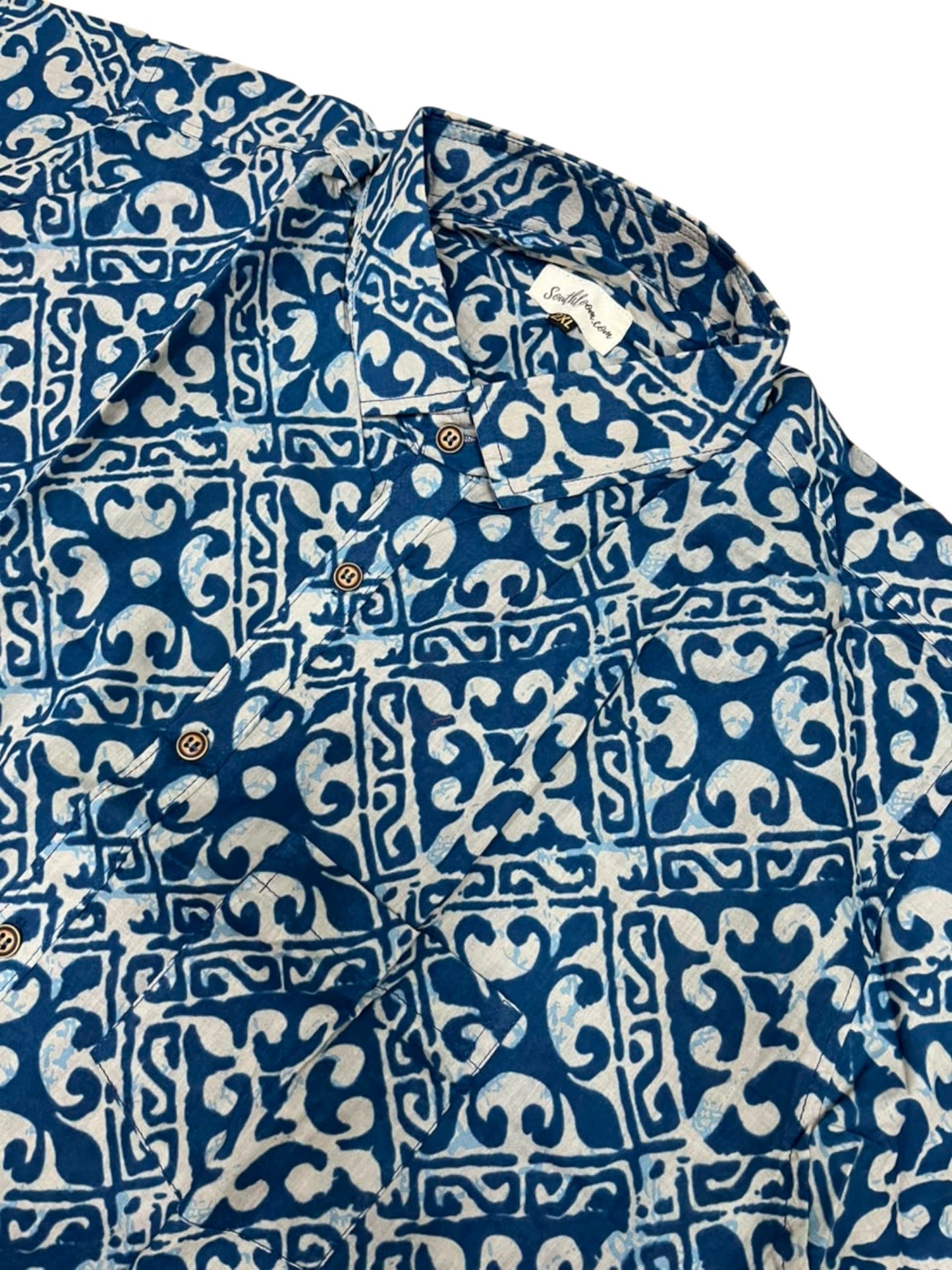 Southloom Jaipur Pure Cotton Block Printed Shirt for Men in Full Sleeve (2XL)