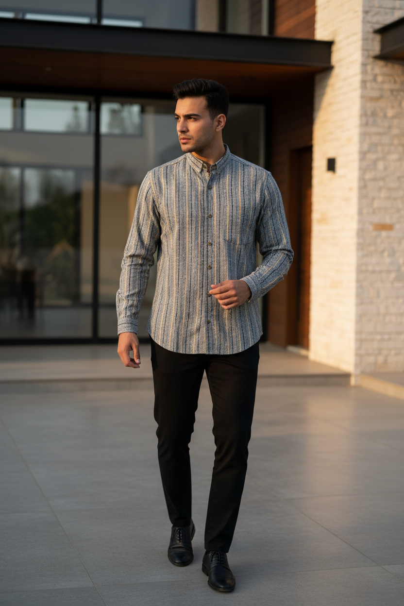 Southloom Jaipur Pure Cotton Block Printed Shirt for Men in Full Sleeve (2XL)