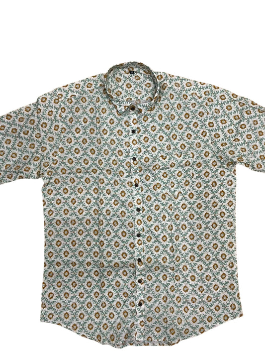Southloom Jaipur Pure Cotton Block Printed Shirt for Men in Full Sleeve (3XL)