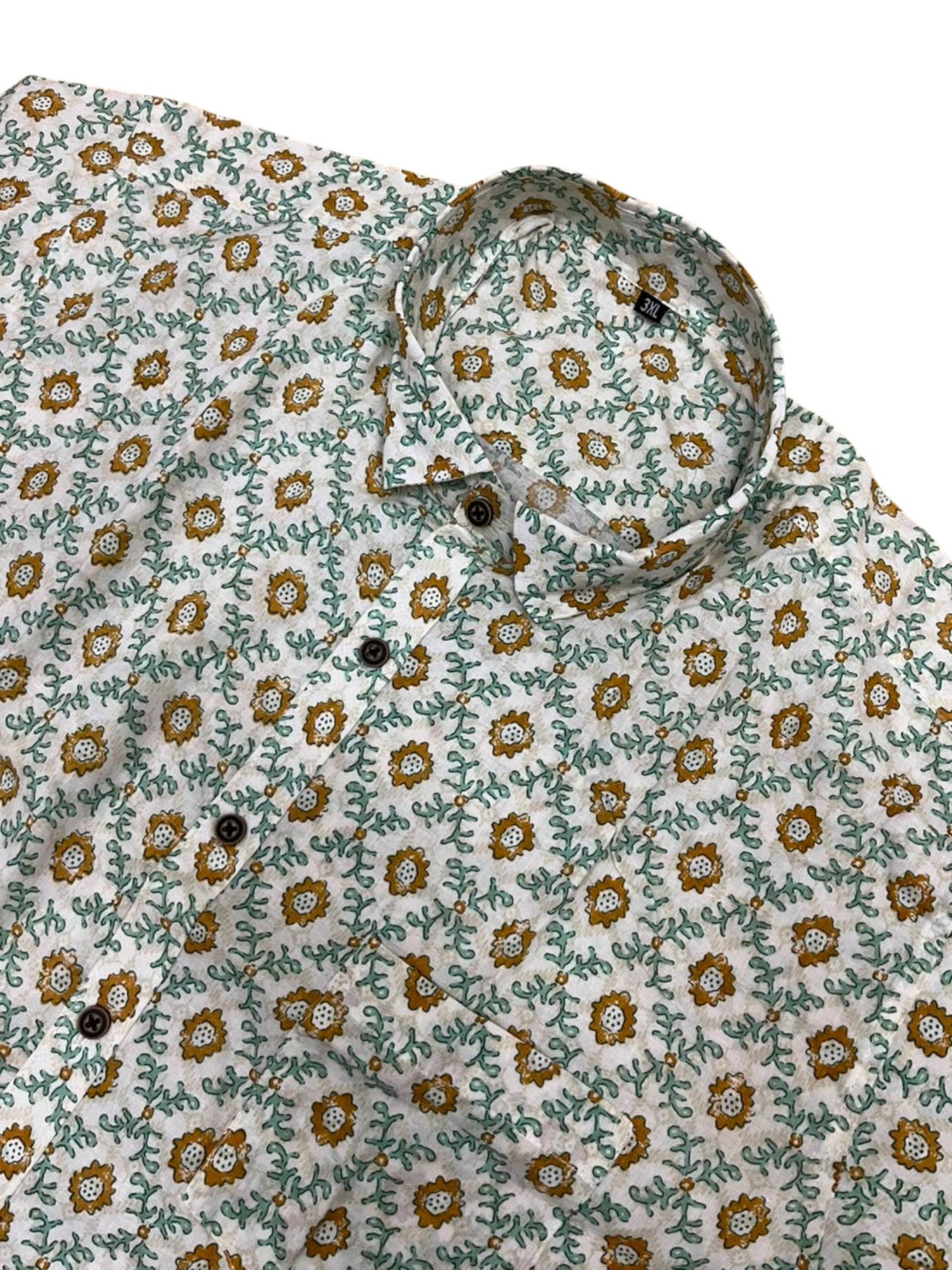 Southloom Jaipur Pure Cotton Block Printed Shirt for Men in Full Sleeve (3XL)