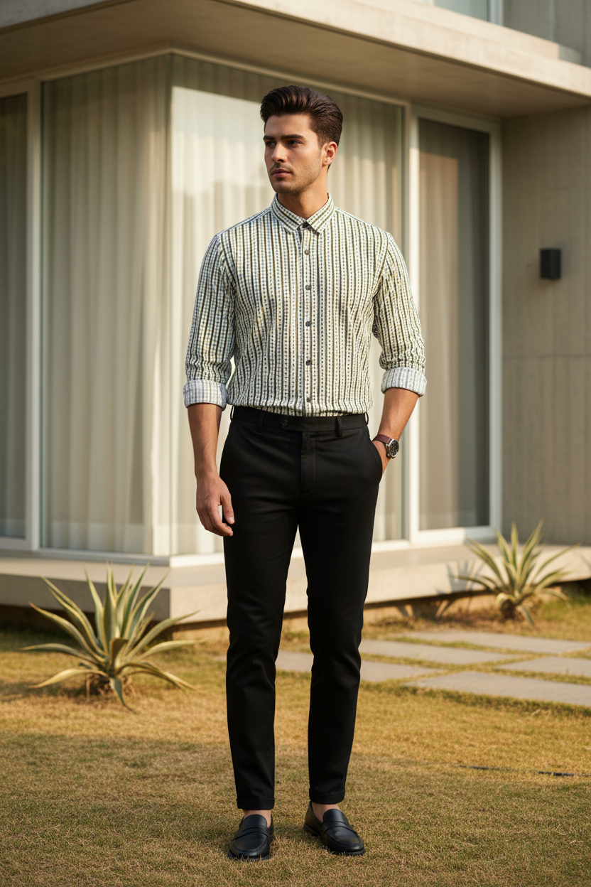 Southloom Jaipur Pure Cotton Block Printed Shirt for Men in Full Sleeve (2XL)