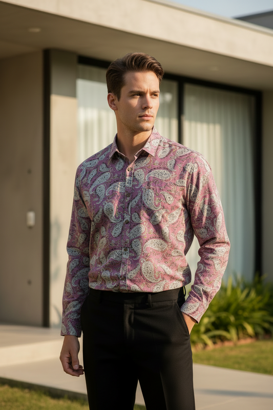 Southloom Jaipur Pure Cotton Block Printed Shirt for Men in Full Sleeve (5XL)