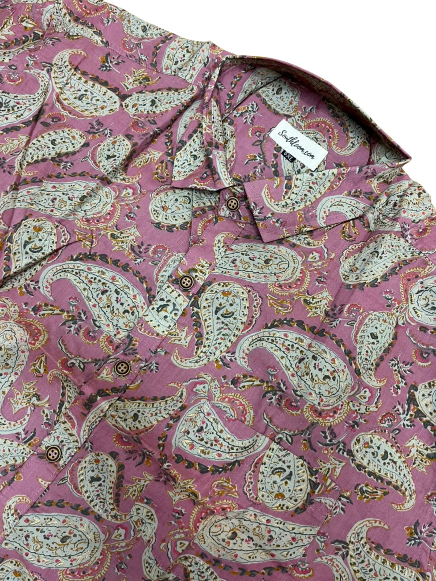 Southloom Jaipur Pure Cotton Block Printed Shirt for Men in Full Sleeve (5XL)