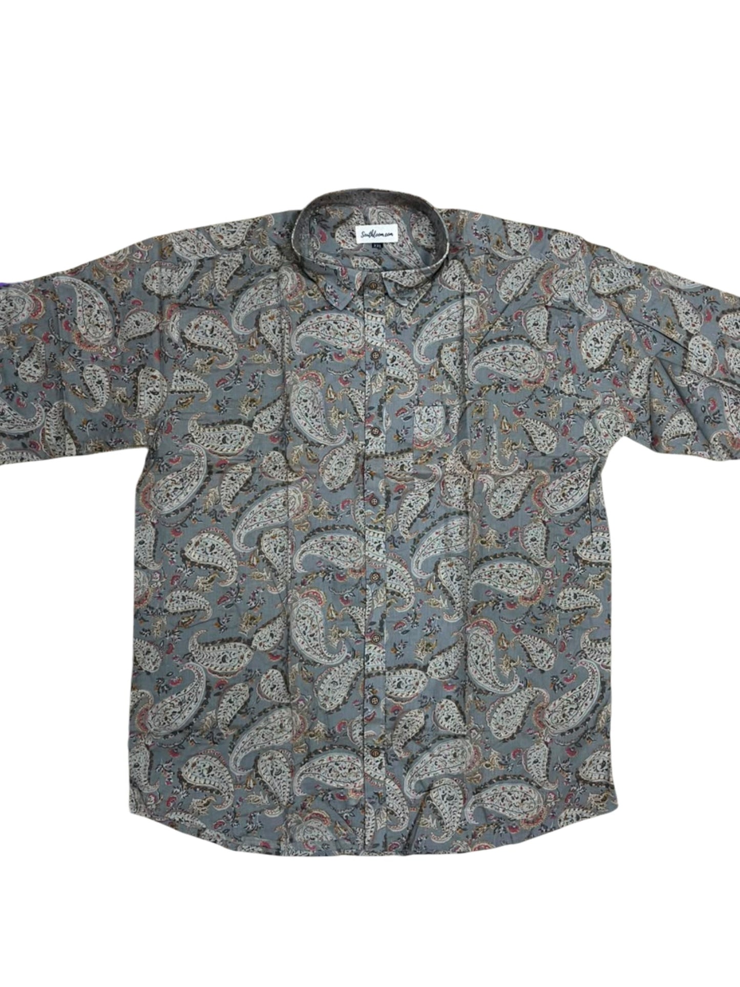 Southloom Jaipur Pure Cotton Block Printed Shirt for Men in Full Sleeve (2XL)