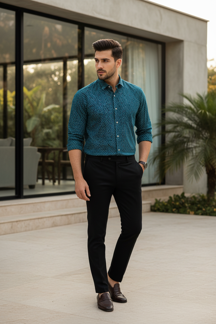Southloom Jaipur Pure Cotton Block Printed Shirt for Men in Full Sleeve (2XL)
