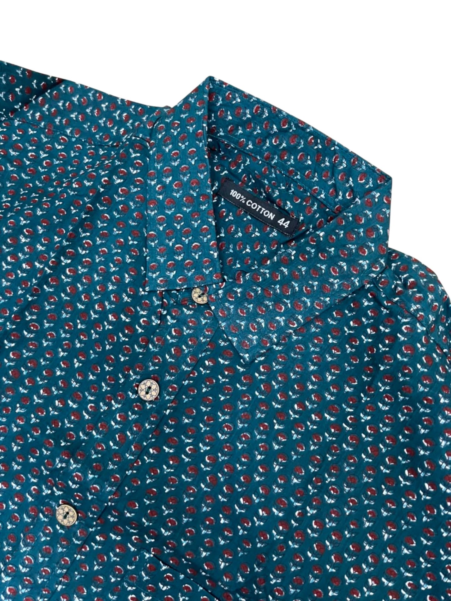 Southloom Jaipur Pure Cotton Block Printed Shirt for Men in Full Sleeve (2XL)