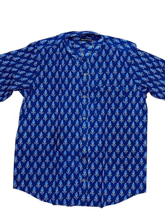 Southloom Jaipur Pure Cotton Block Printed Shirt for Men in Full Sleeve (2XL)