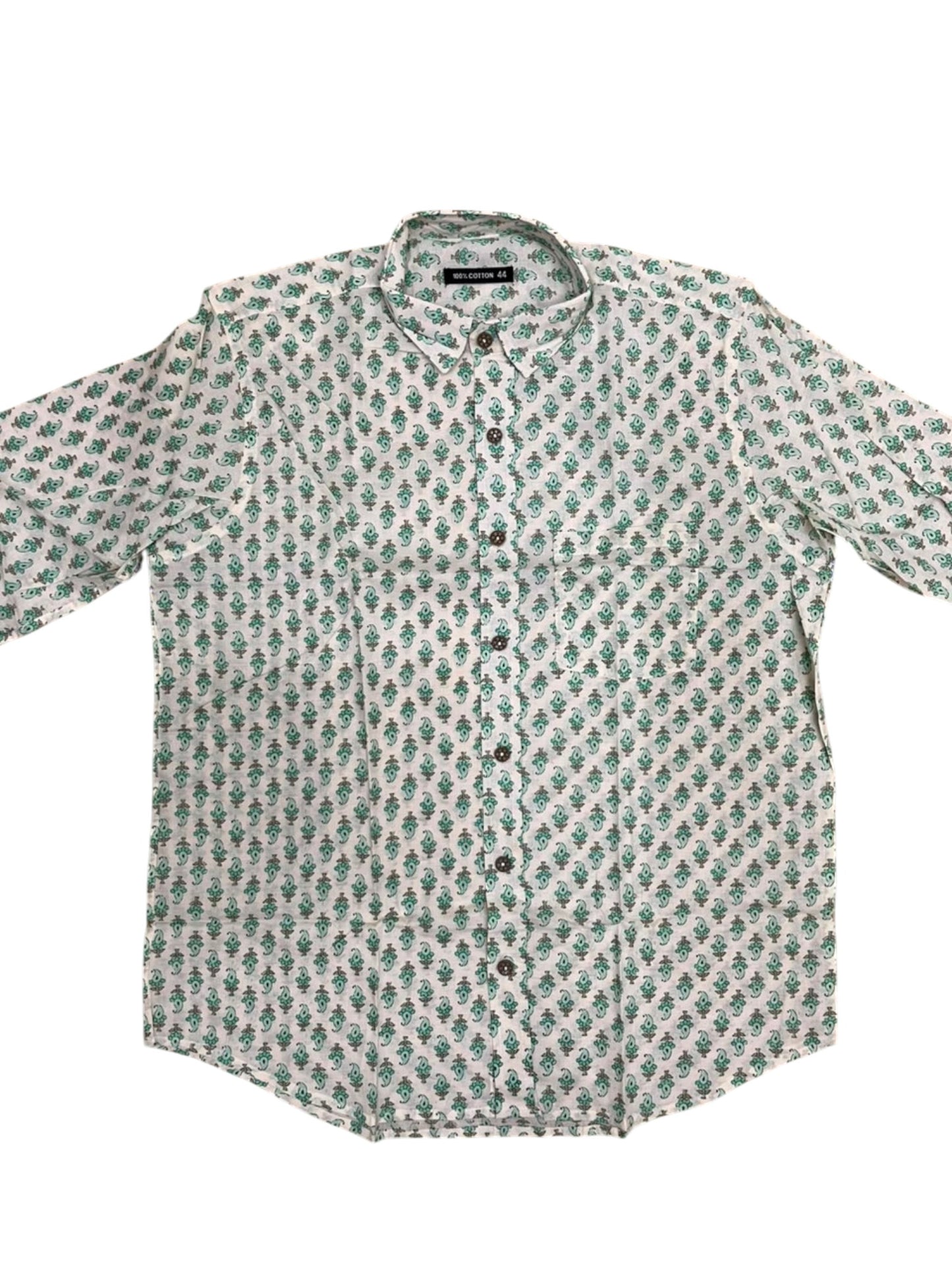 Southloom Jaipur Pure Cotton Block Printed Shirt for Men in Full Sleeve (2XL)