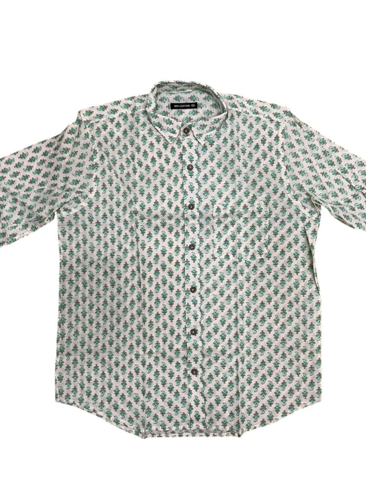 Southloom Jaipur Pure Cotton Block Printed Shirt for Men in Full Sleeve (2XL)