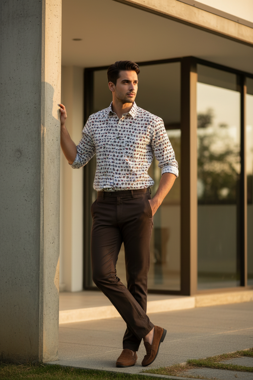 Southloom Jaipur Pure Cotton Block Printed Shirt for Men in Full Sleeve (2XL)