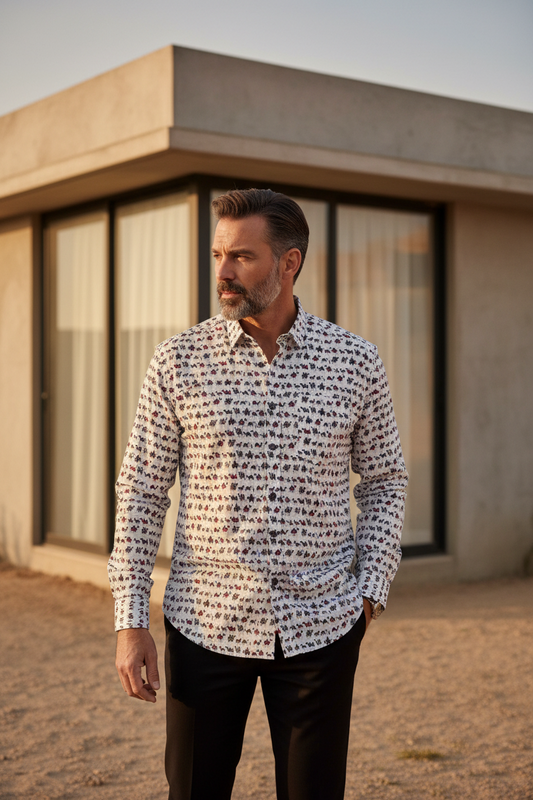 Southloom Jaipur Pure Cotton Block Printed Shirt for Men in Full Sleeve (2XL)