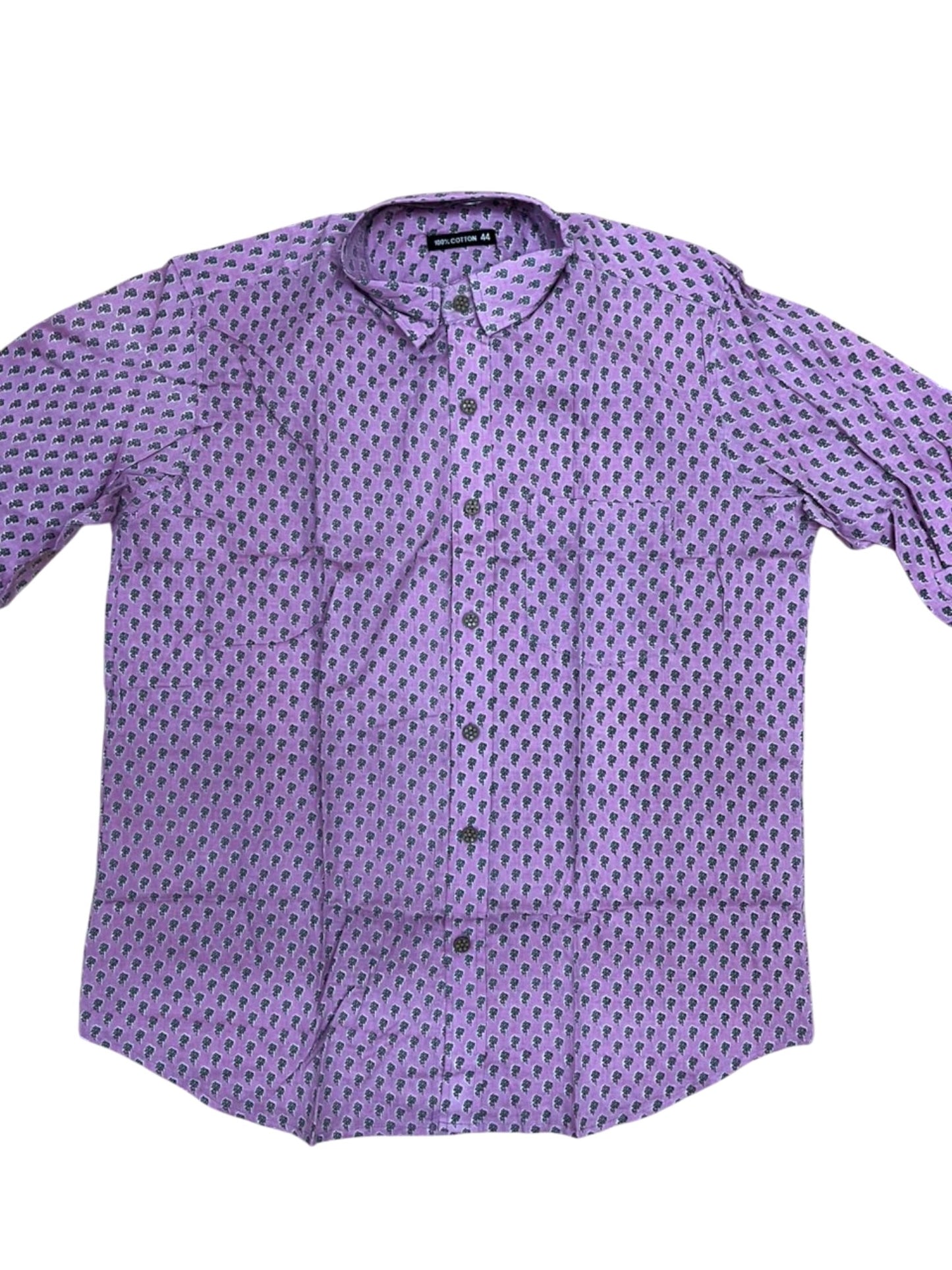 Southloom Jaipur Pure Cotton Block Printed Shirt for Men in Full Sleeve (2XL)
