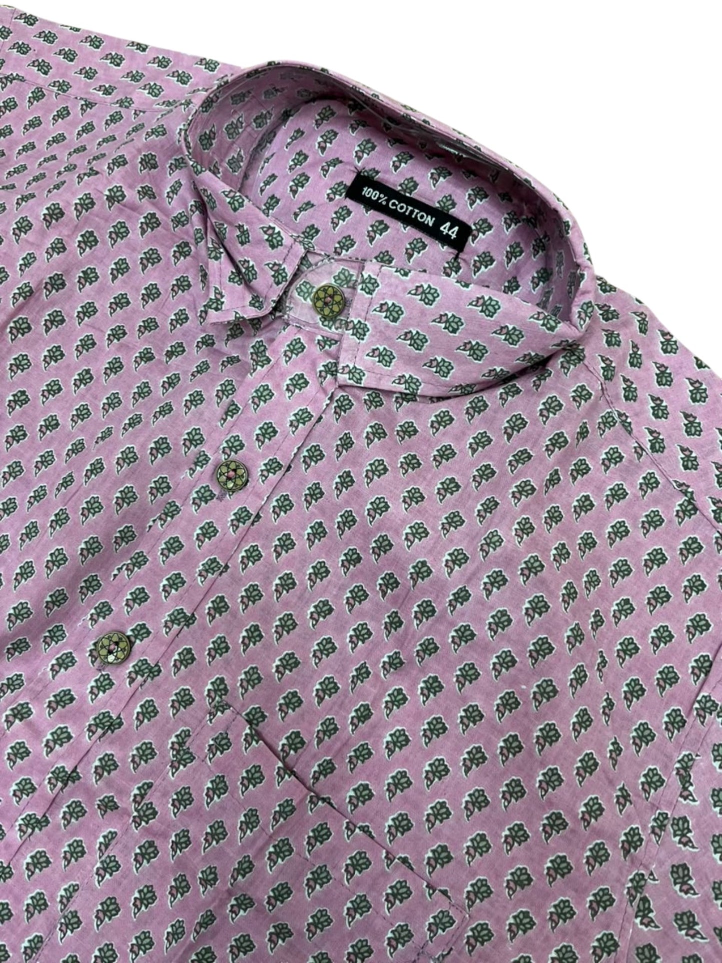 Southloom Jaipur Pure Cotton Block Printed Shirt for Men in Full Sleeve (2XL)