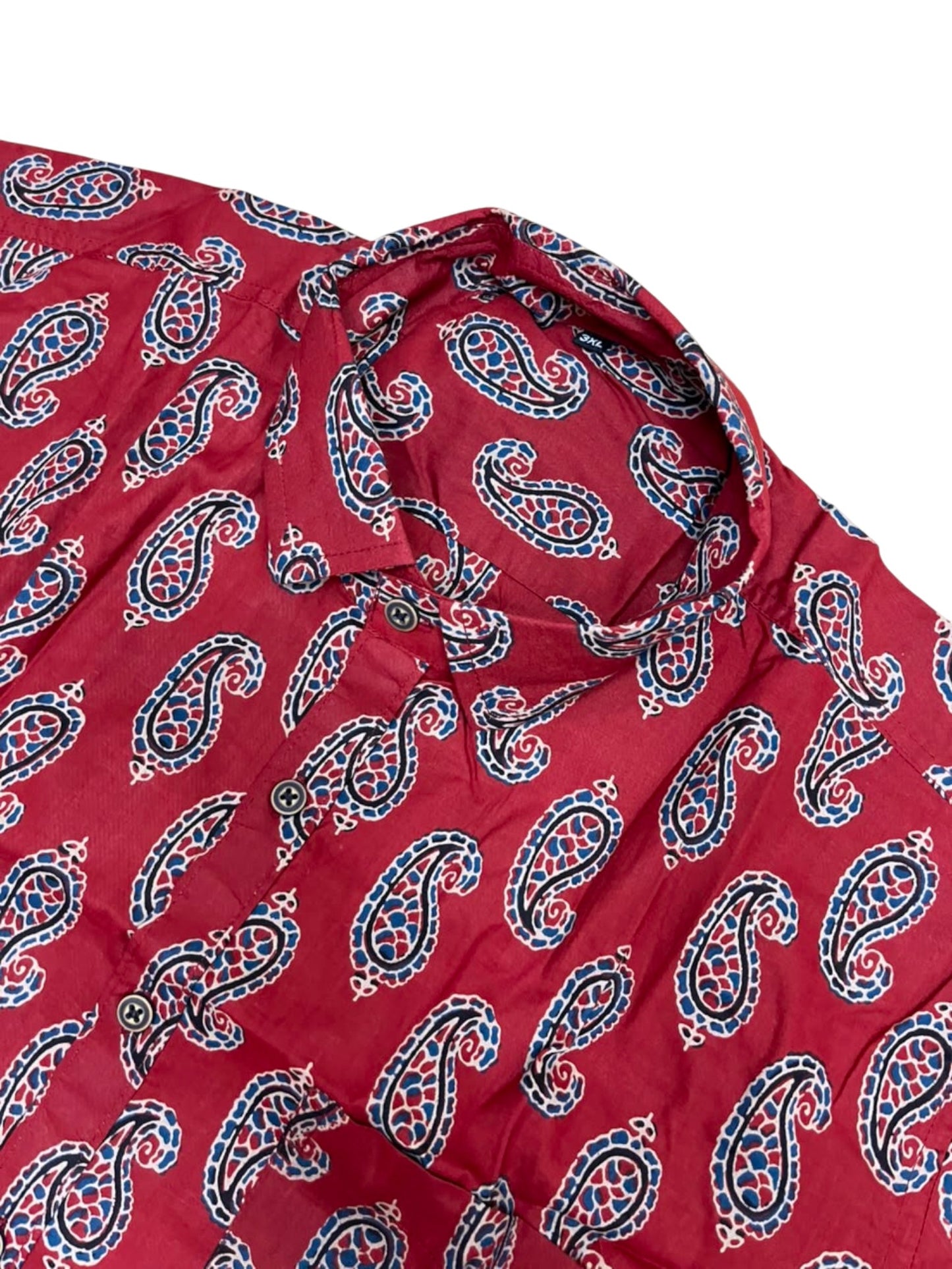 Southloom Jaipur Pure Cotton Block Printed Shirt for Men in Full Sleeve (3XL)