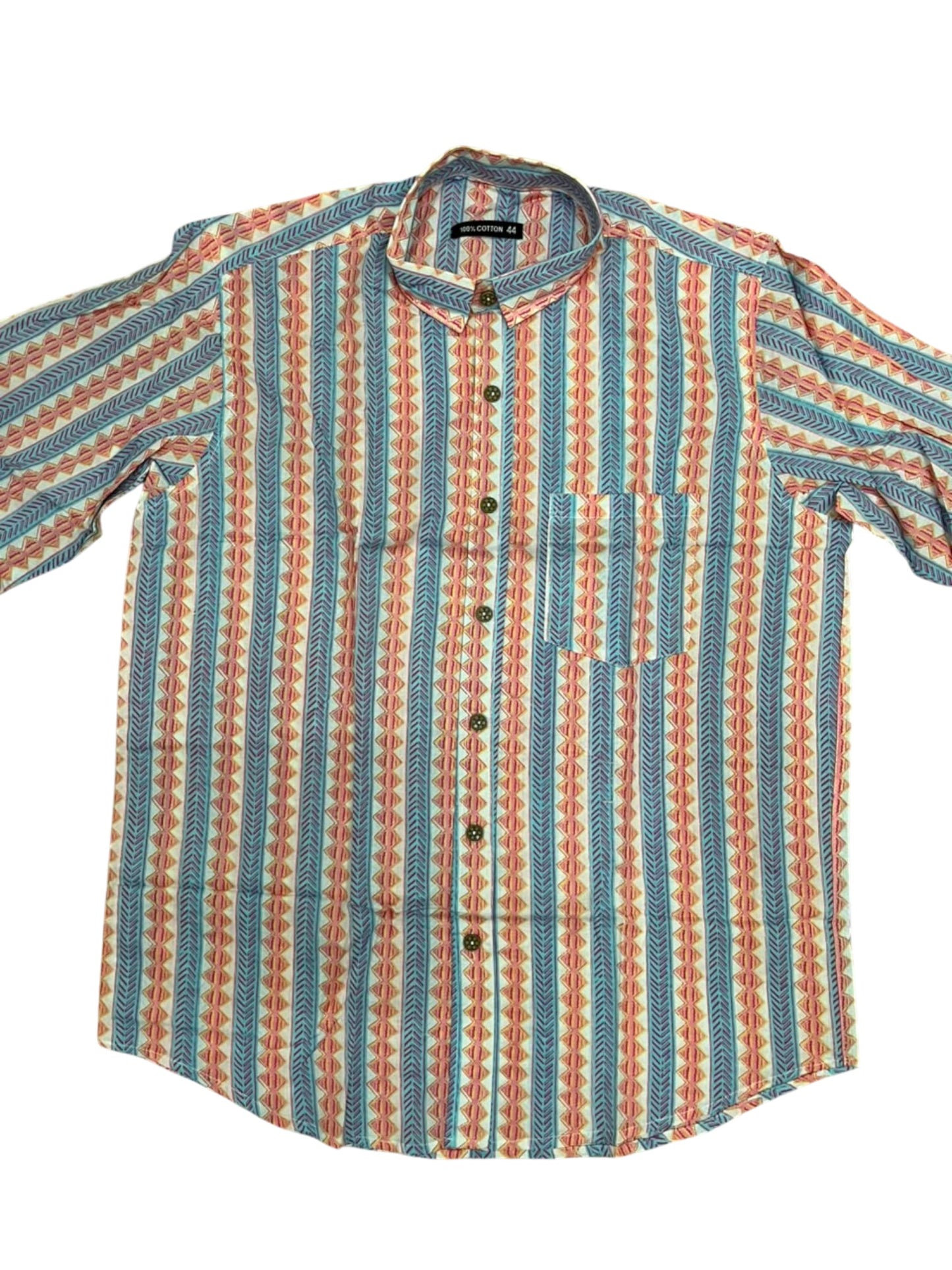 Southloom Jaipur Pure Cotton Block Printed Shirt for Men in Full Sleeve (2XL)