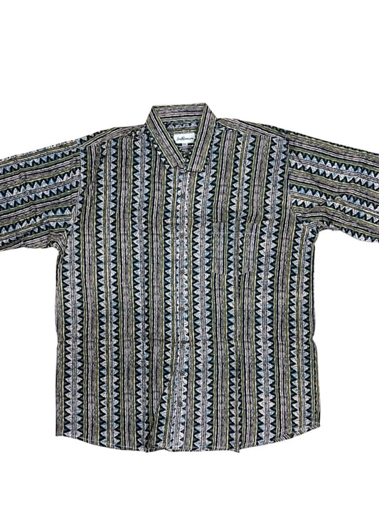 Southloom Jaipur Pure Cotton Block Printed Shirt for Men in Full Sleeve (3XL)