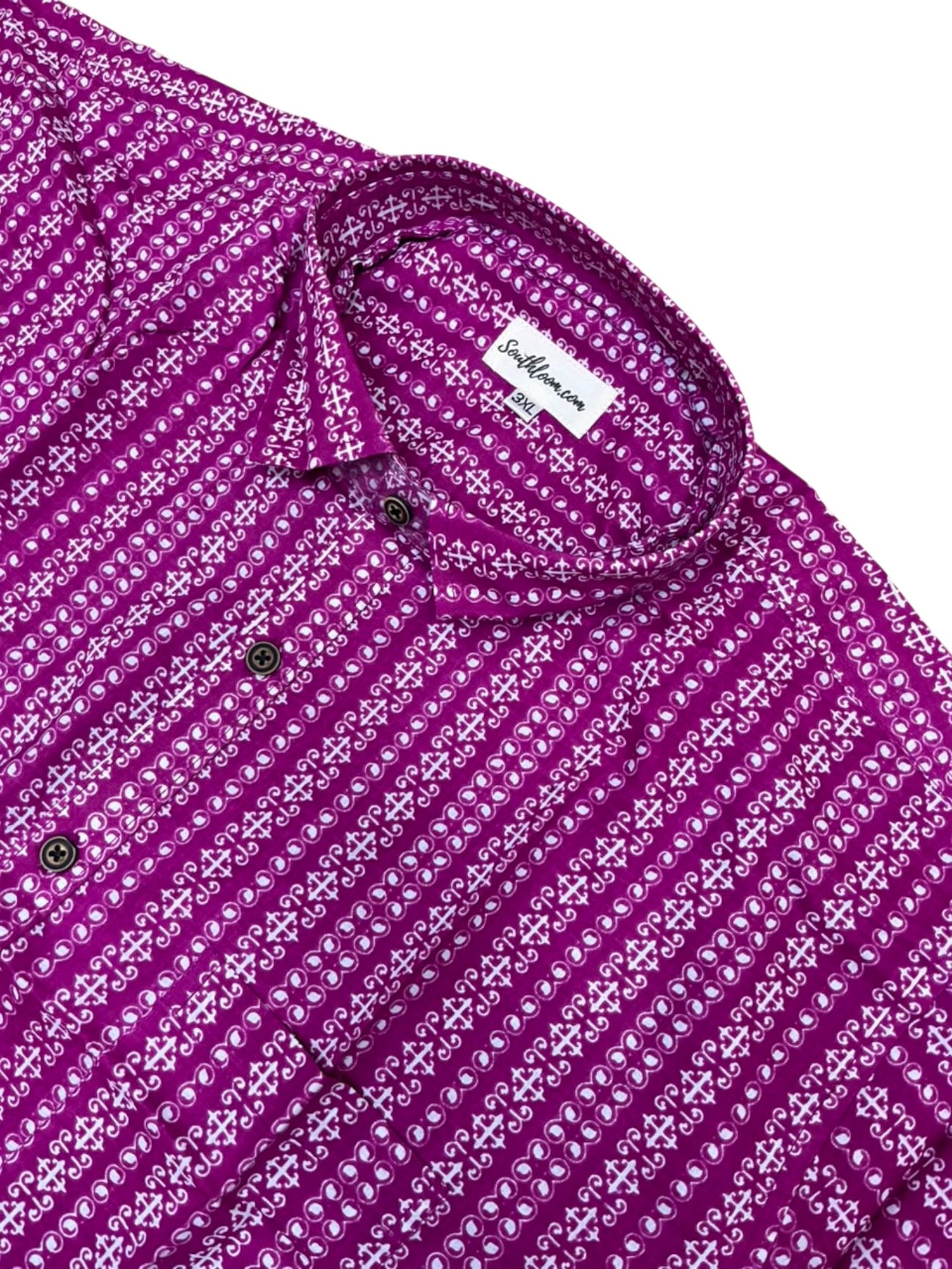 Southloom Jaipur Pure Cotton Block Printed Shirt for Men in Full Sleeve (3XL)