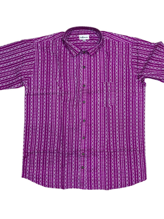 Southloom Jaipur Pure Cotton Block Printed Shirt for Men in Full Sleeve (3XL)
