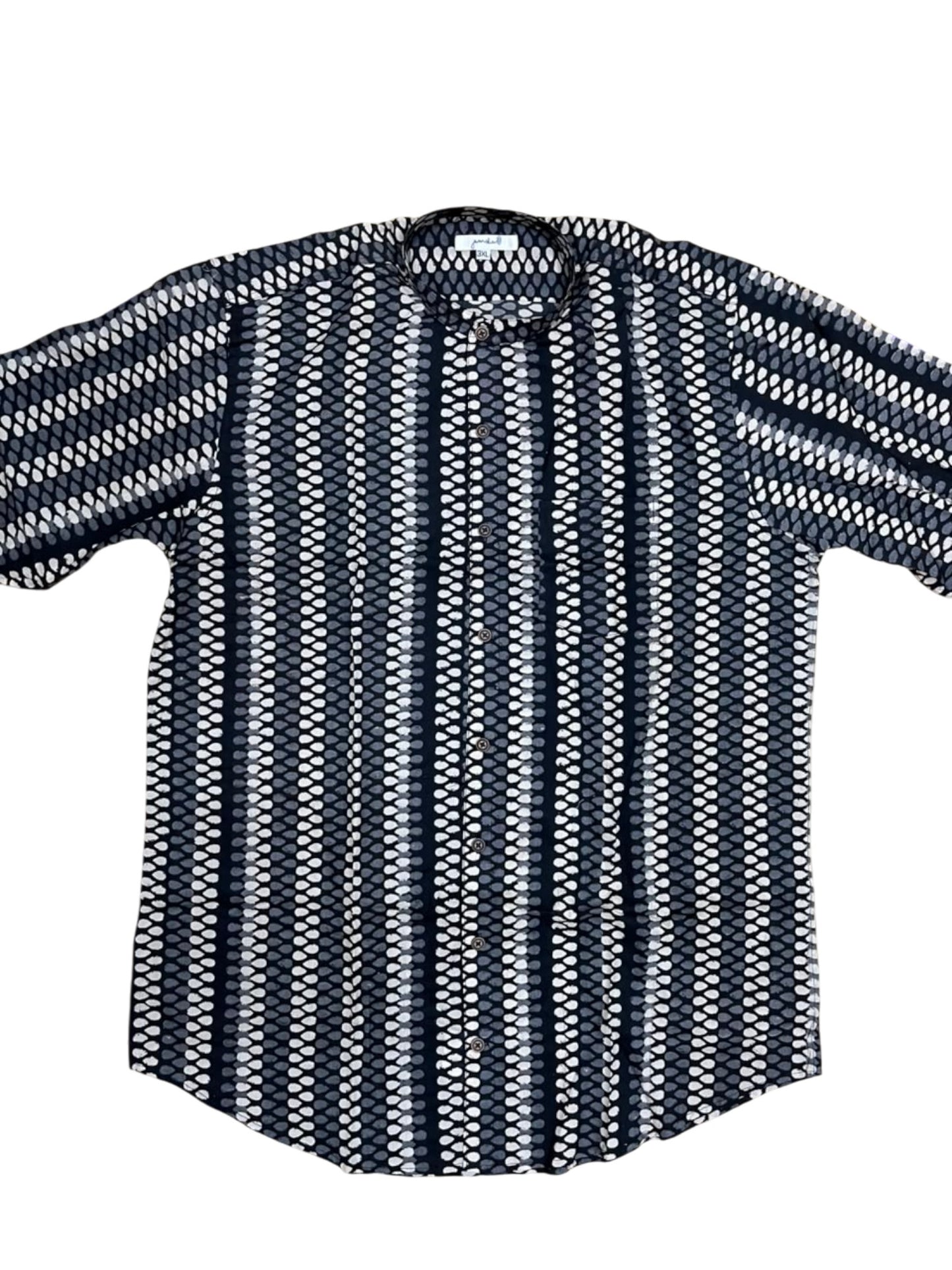 Southloom Jaipur Pure Cotton Block Printed Shirt for Men in Full Sleeve (3XL)