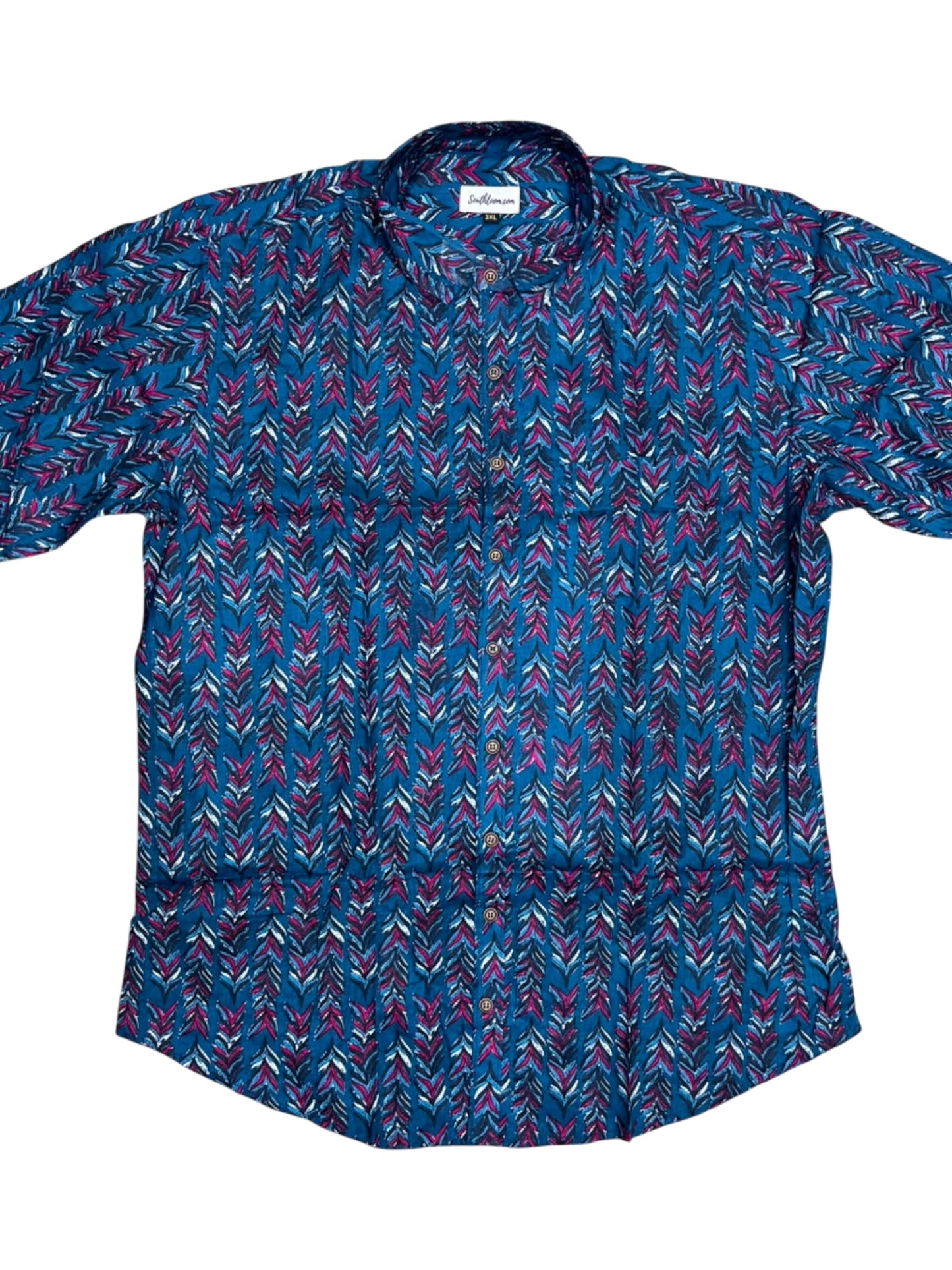 Southloom Jaipur Pure Cotton Block Printed Shirt for Men in Full Sleeve (3XL)