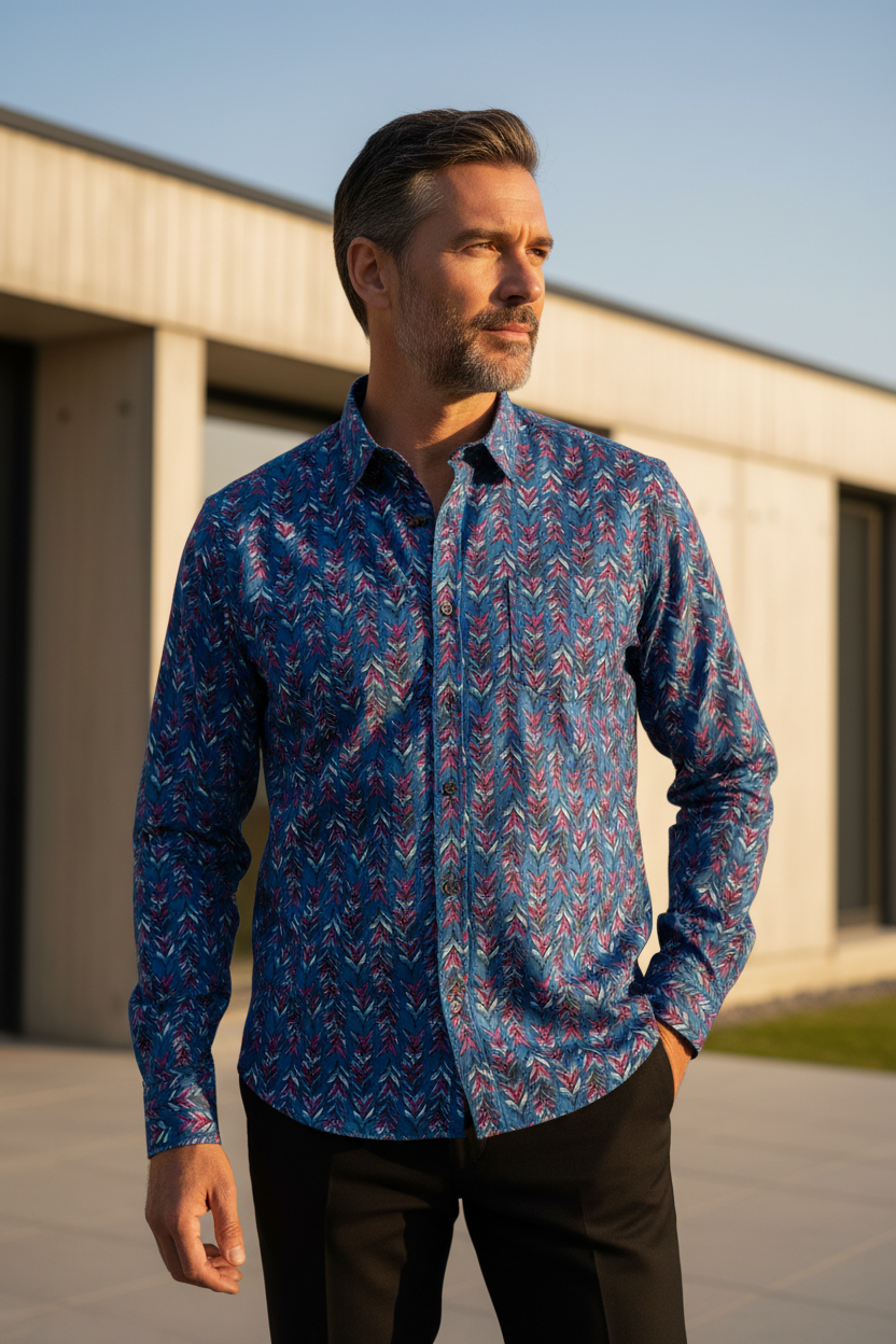 Southloom Jaipur Pure Cotton Block Printed Shirt for Men in Full Sleeve (3XL)