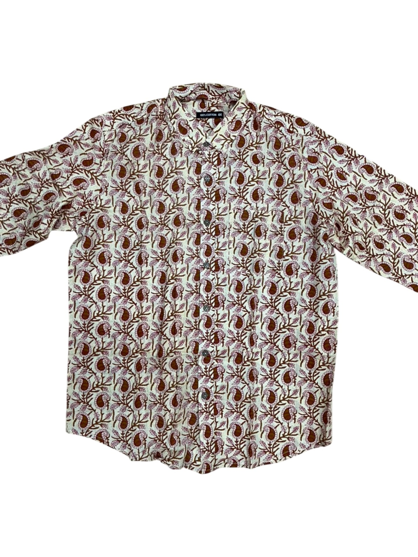 Southloom Jaipur Pure Cotton Block Printed Shirt for Men in Full Sleeve (2XL)