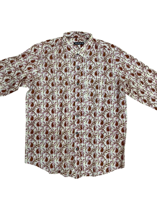 Southloom Jaipur Pure Cotton Block Printed Shirt for Men in Full Sleeve (2XL)
