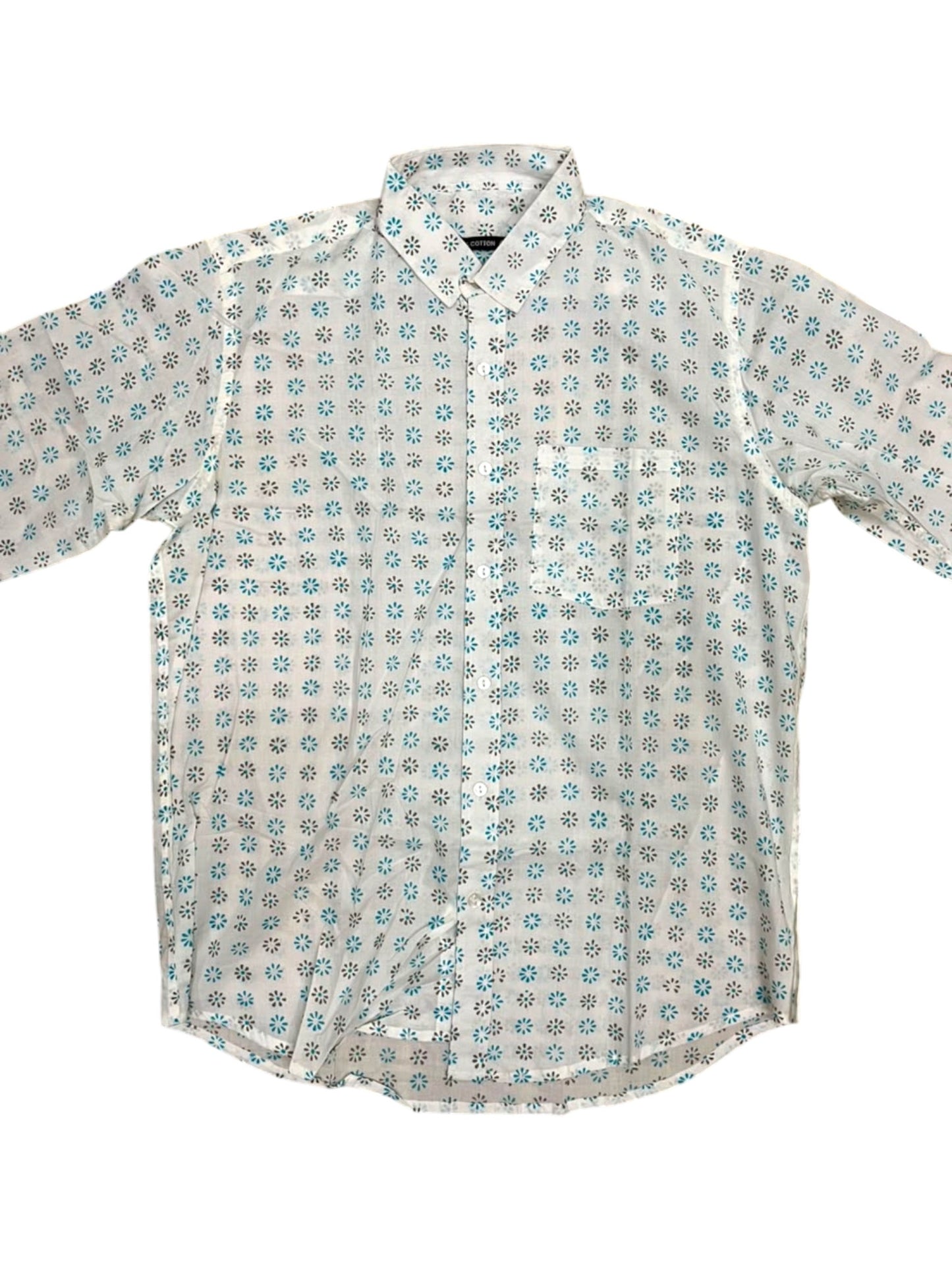 Southloom Jaipur Pure Cotton Block Printed Shirt for Men in Full Sleeve (2XL)