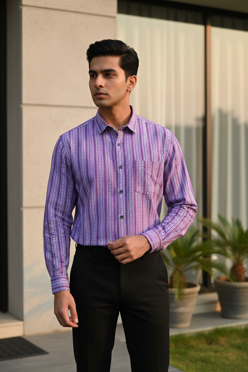 Southloom Jaipur Pure Cotton Block Printed Shirt for Men in Full Sleeve (2XL)