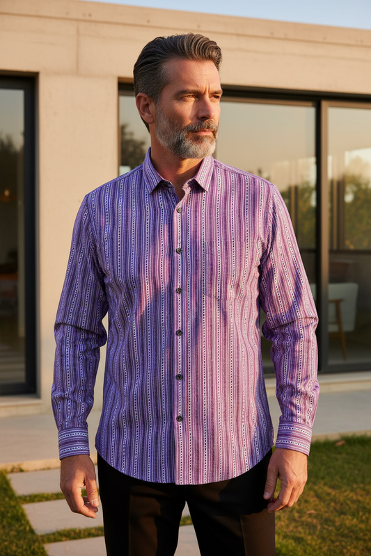Southloom Jaipur Pure Cotton Block Printed Shirt for Men in Full Sleeve (2XL)
