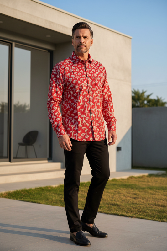 Southloom Jaipur Pure Cotton Block Printed Shirt for Men in Full Sleeve