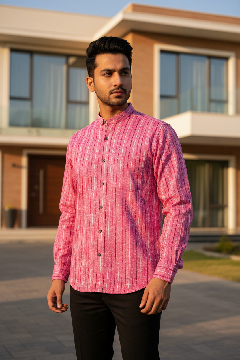 Southloom Jaipur Pure Cotton Block Printed Shirt for Men in Full Sleeve (2XL)