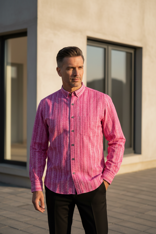 Southloom Jaipur Pure Cotton Block Printed Shirt for Men in Full Sleeve (2XL)